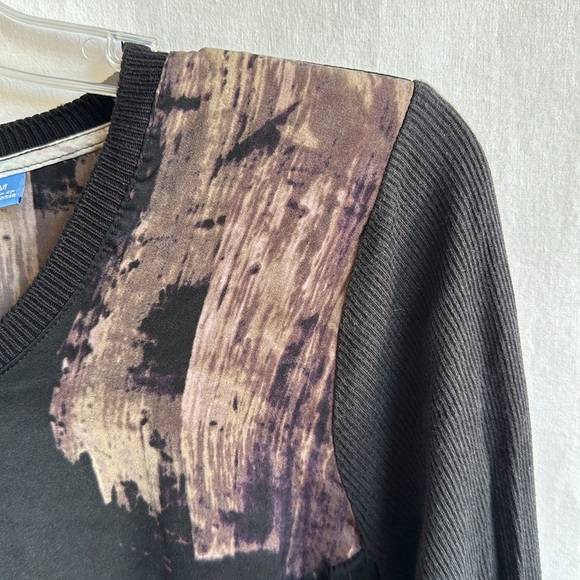 Simply Vera Vera Wang black/cream/brown asymmetrical blouse, size M - Picture 4 of 8